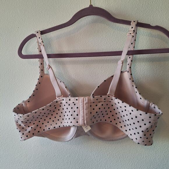 Cacique 42D Cotton T-Shirt pink polkadot underwire plus size bra - Picture 4 of 4